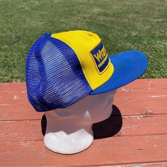 Vintage Wrangler Championship Pulling Patch Trucker Hat Snap Back Mesh Blue - Picture 4 of 13